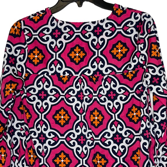 Buckhead Betties Geometric V-Neck 3/4 Sleeve Shift Dress Multicolor Women Small - Picture 7 of 8